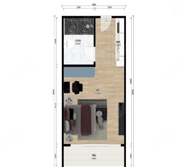 越秀星汇品峰小区1室1厅1卫户型图12